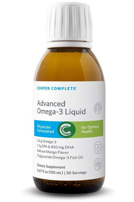 Bottle of Cooper Complete Advanced Omega-3 Liquid dietary supplement