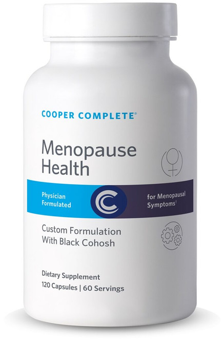 Photo of Cooper Complete Menopause Health Supplement bottle.