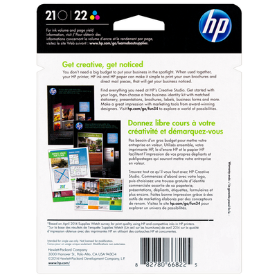 HP 21 22 SET | C9509FN | Original Ink Cartridges Standard Yield - CMYK