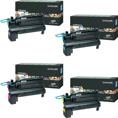 Lexmark C792X1 Set | C792X1CG C792X1KG C792X1MG C792X1YG | Original Lexmark Extra High-Yield Toner Cartridges – Black, Cyan, Magenta, Yellow