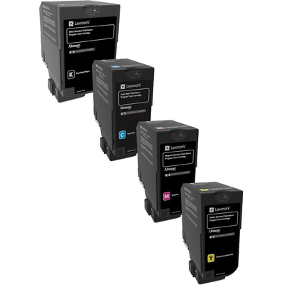Lexmark 74C1S Set | 74C1SC0 74C1SK0 74C1SM0 74C1SY0 | Original Lexmark Toner Cartridges – Black, Cyan, Magenta, Yellow