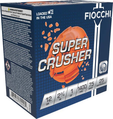 FIOCCHI SUPER CRUSHER 12 GA 1 OZ #7.5 1400 FPS 12SCRS75 - Shydas