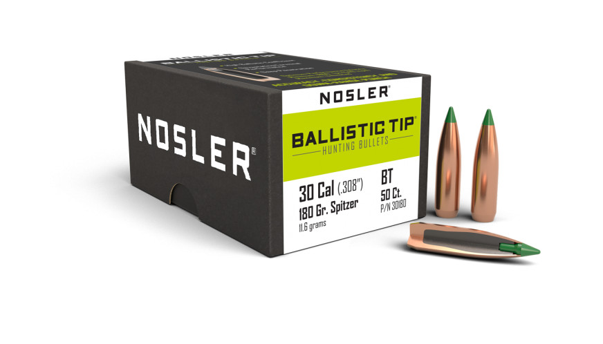 NOSLER BALLISTIC TIP 30 CAL/308 (.308) 180 GR SPITZER 50 CT