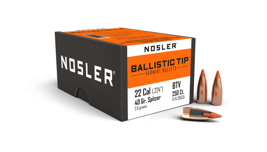 HIGH BULLET 540 4本セット NOSLER BALLISTIC TIP 22 CAL (.224) 40 GR SPITZER 250 CT NOS39555