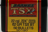 BARNES TRIPLE SHOCK X BULLETS 22 CAL 62 GR. TSX BOATTAIL BRN30190
