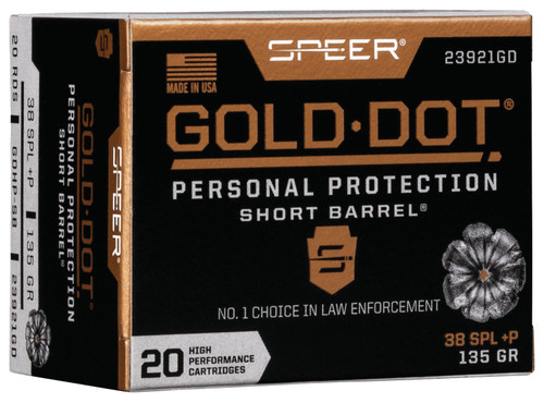 SPEER 23921GD GOLD DOT   38SP+P 135 HP SB   20/10