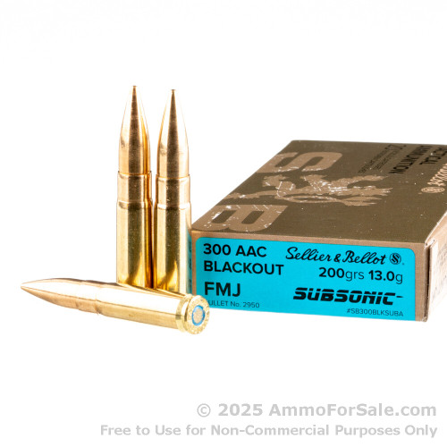 SELLIER & BELLOT 300 BLACKOUT SUBSONIC 200 GR FMJ SB300BLKSUBA