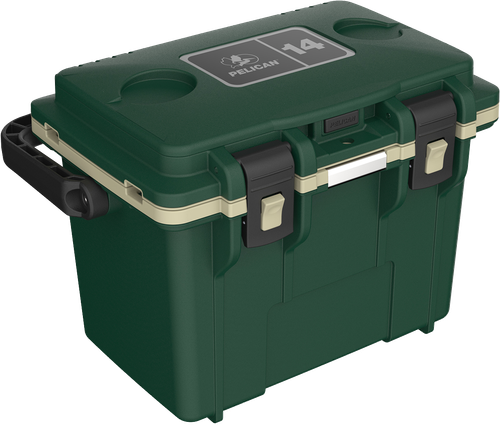 PELICAN PERSONAL COOLER 14 QT HUNTER GREEN/TAN 14Q1HGRTAN