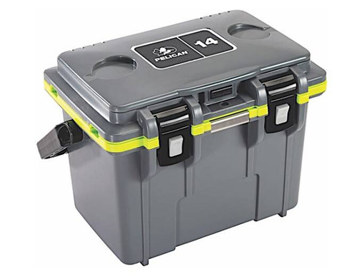 PELICAN PERSONAL COOLER 14 QT DARK GREY/LIME GREEN 14Q1DKGRYEGRN