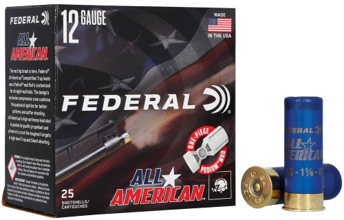 FEDERAL ALL AMERICAN TRAP 12 GA 1-1/8 OZ #8 1200 FPS FAA12H8