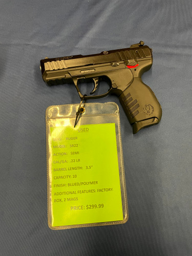 USED RUGER SR22 .22 LR, 3.5" BBL, BLUED/POLYMER 15017