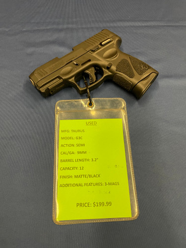 USED TAURUS G3C 9MM, 3.12 " BBL, MATTE/BLACK 15121