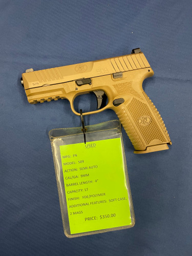 USED FN 509 9MM, 4", FDE/POLYMER 15194