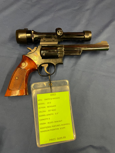 USED SMITH & WESSON 19-4, 357 MAG, 6", BLUED/WOOD GRIPS 15211