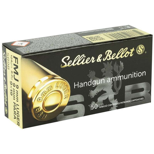 SELLIER & BELLOT PISTOL AMMO 9MM 124 GR FMJ SB9B