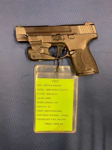 USED SMITH & WESSON SHIELD PLUS P/C, 9MM, 4", MATTE/POLYMER, 15343