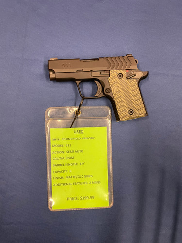 USED SPRINGFILED ARMORY 911, 9MM, 3", MATTE/G10, 15344