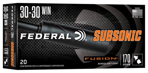 FEDERAL FUSION SUBSONIC RIFLE AMMO 30-30 WIN 170 GR FUSION 20-RNDS F3030FS2SUB