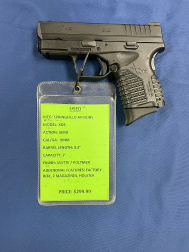 USED SPRINGFIELD ARMORY XDS 9MM, 3.3" BBL, MATTE / POLYMER 16342