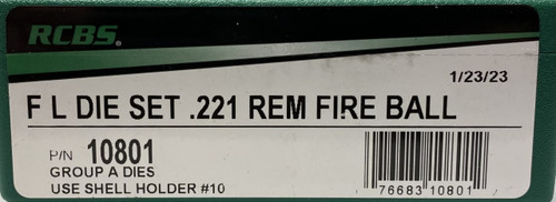 RCBS-GROUP A DIE SET .221 REM FIRE BALL RCBS10801