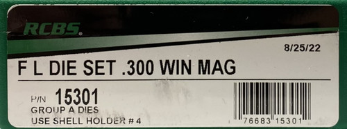 RCBS-GROUP A DIE SET .300 WINCHESTER MAG RCBS15301