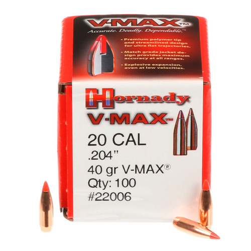 HORNADY 20 CAL .204 40GR V-MAX 100 CT HORN22006