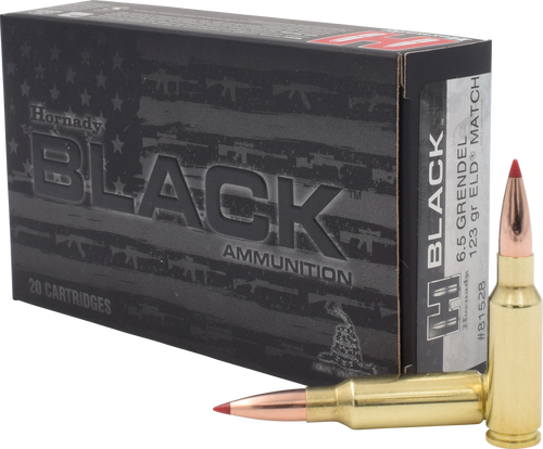 HORNADY BLACK 6.5 GRENDEL 123 GR ELDM HORN81528