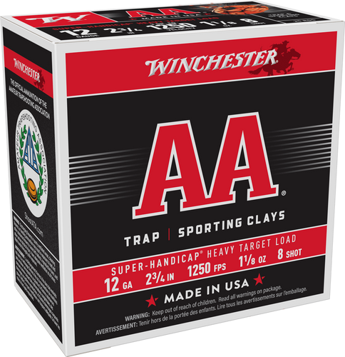 WINCHESTER AA SUPER HANDICAP 12 GA HDCP 1-1/8 OZ #8 1250 FPS AAHA128