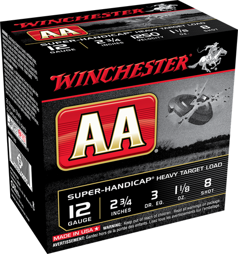 WINCHESTER AA SUPER HANDICAP 12 GA HDCP 1-1/8 OZ #8 1250 FPS AAHA128