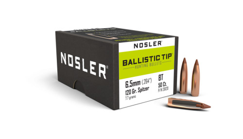 NOSLER BALLISTIC TIP 6.5MM (.264) 120 GR SPITZER 50 CT NOS26120