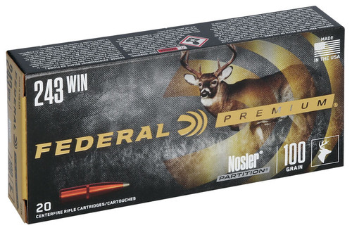 FEDERAL PREMIUM 243 WIN 100 GR NOSLER PARTITION MOLY COAT VITAL SHOK P243E