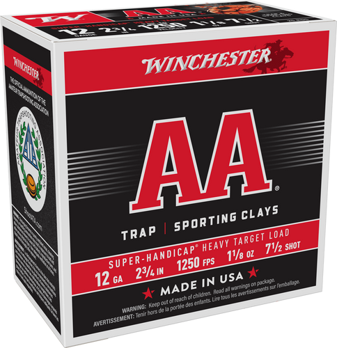WINCHESTER AA SUPER HANDICAP 12 GA HDCP 1-1/8 OZ #7.5 1250 FPS AAHA127