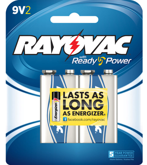 RAY A1604-2J  ALK 9V  CARD BATTERY 2PK