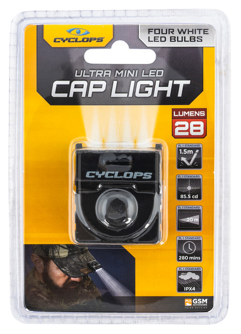 CYCLP CYC-HCBLK-W      BLK HAT CLIP WHTE LED LIGHT