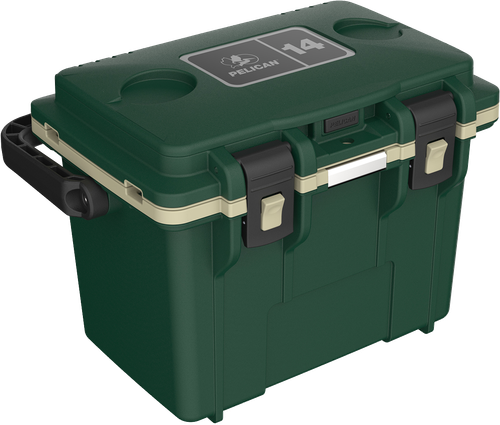 PELICAN PERSONAL COOLER 14 QT HUNTER GREEN/TAN 14Q1HGRTAN