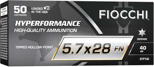 FIOCCHI PISTOL AMMO 5.7X28MM 40 GR POLY TIP 57PT40