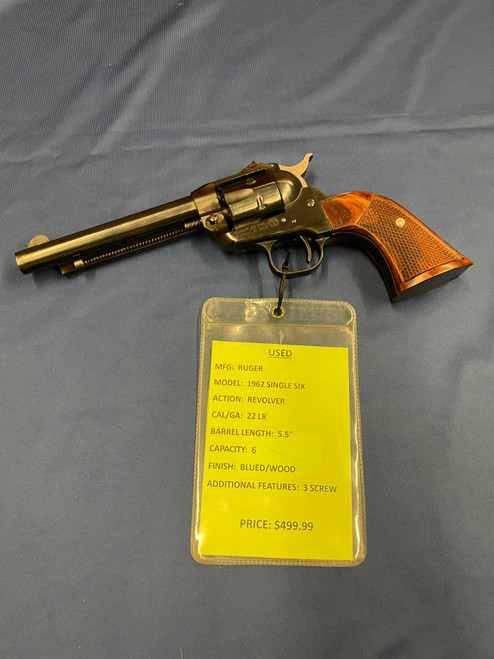 USED RUGER SINGLE SIX .22 LR, 5.5" BBL, BLUED/WOOD 13558