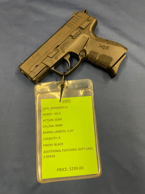 USED SPRINGFIELD ARMORY XDE 9MM, 3.25", MATTE/POLYMER 14563