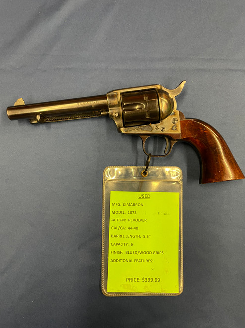 USED CIMARRON 1872, 44-40, 5.5", BLUED/CASE HARDENED/ WOOD GRIPS 15181