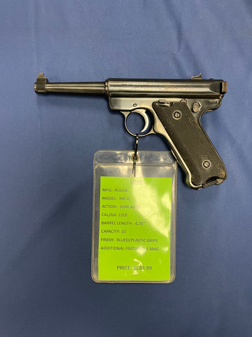 USED RUGER MK II, 22LR, 4.75", BLUED/PLASTIC GRIPS, 15658