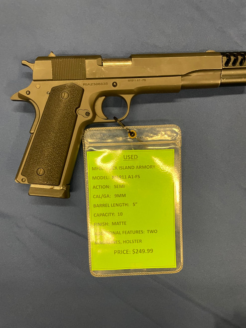 USED ROCK ISLAND ARMORY M1911 A1-FS 9MM, 5" BBL, BLUED / MATTE 15671