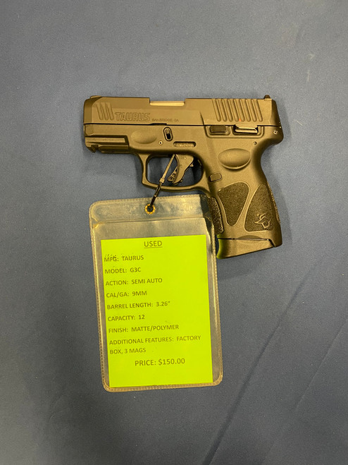 USED TAURUS G3C, 9MM, 3.26", MATTE/POLYMER, 15757