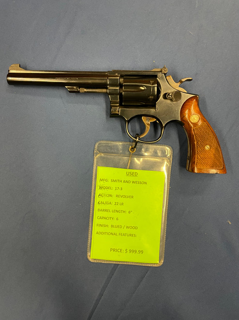 USED SMITH-WESSON 17-3 22LR, 6" BBL, BLUED/WOOD 13784