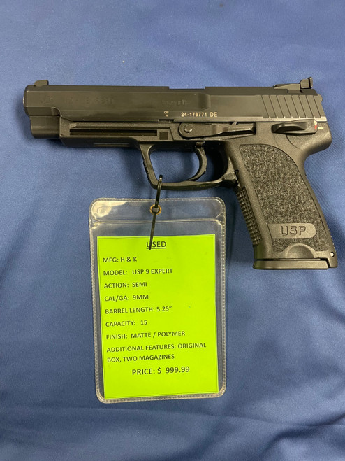 USED H&K USP9 EXPERT 9MM, 5.25" BBL, MATTE / POLYMER 16192