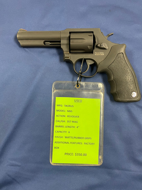 USED TAURUS M65, 357 MAG, 4", MATTE/RUBBER GRIPS, 16216