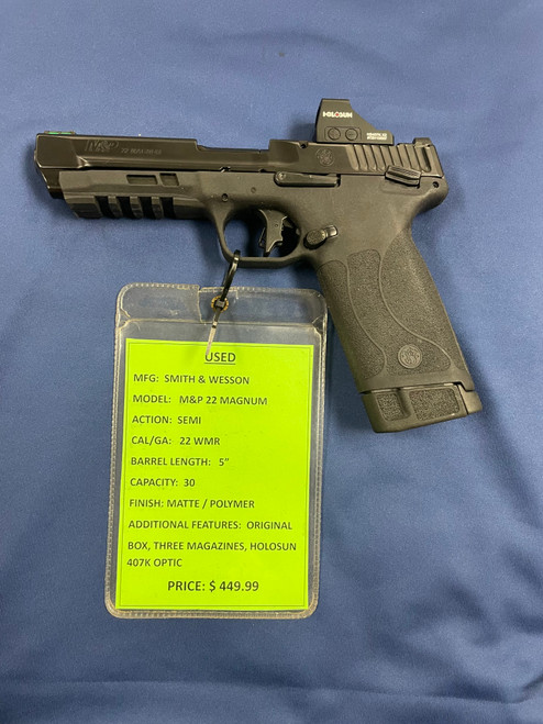 USED S&W M&P 22 MAGNUM 22 WMR, 5" BBL, MATTE  / POLYMER 16220