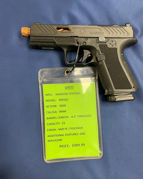 USED SHADOW SYSTEMS MR920, 9MM, 4.5", MATTE/POLYMER, 16224