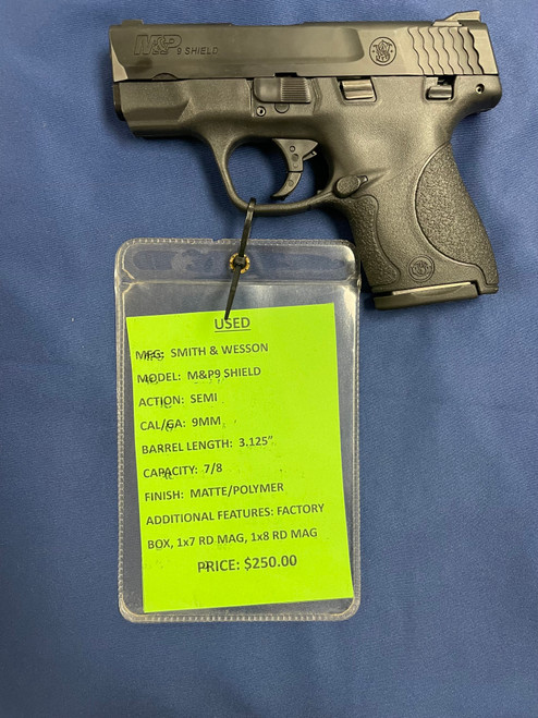 USED SMITH & WESSON M&P9 SHIELD, 9MM, 3.125", MATTE/POLYMER, 16245