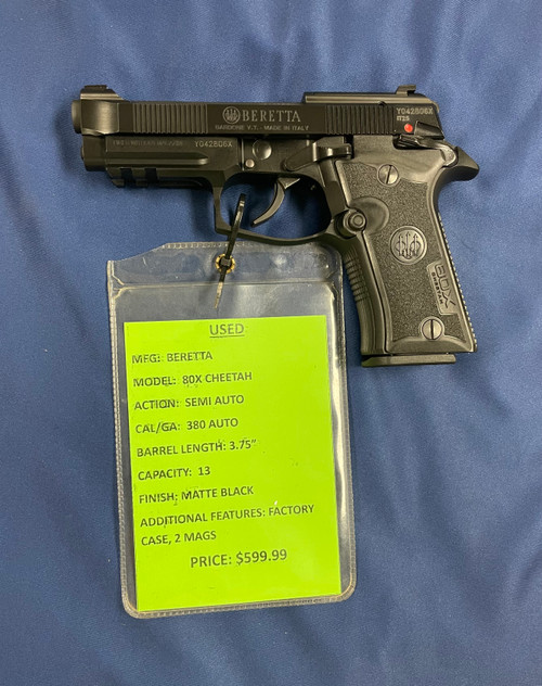 USED BERETTA 80X CHEETAH 380 ACP, 3.75", MATTE/PLASTIC GRIPS 16413