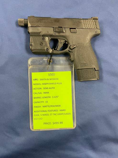 USED S&W M&P 9 SHIELD PLUS 9MM, 3.125" BBL, MATTE / POLYMER 16501